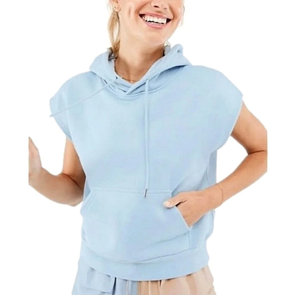 Fabletics Light Blue Sleeveless Hoodie